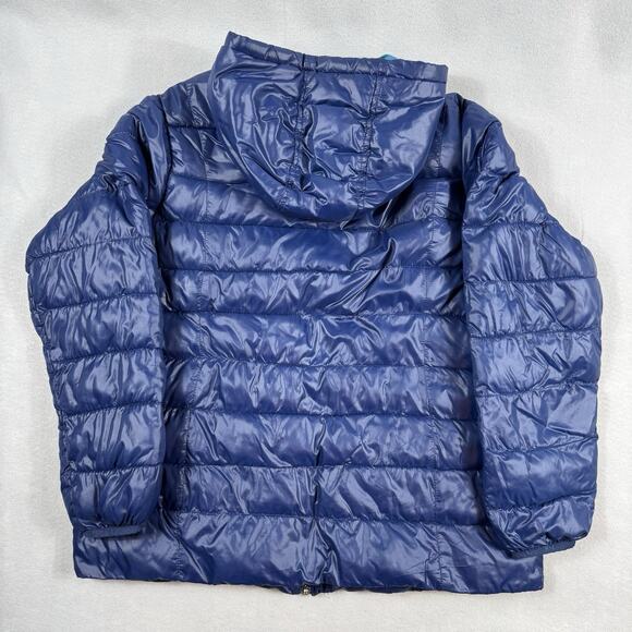 Old Navy Plus 1X Puffer Jacket Hooded Quilted Blue Nylon Warm Winter Coat Womans - Picture 9 of 13